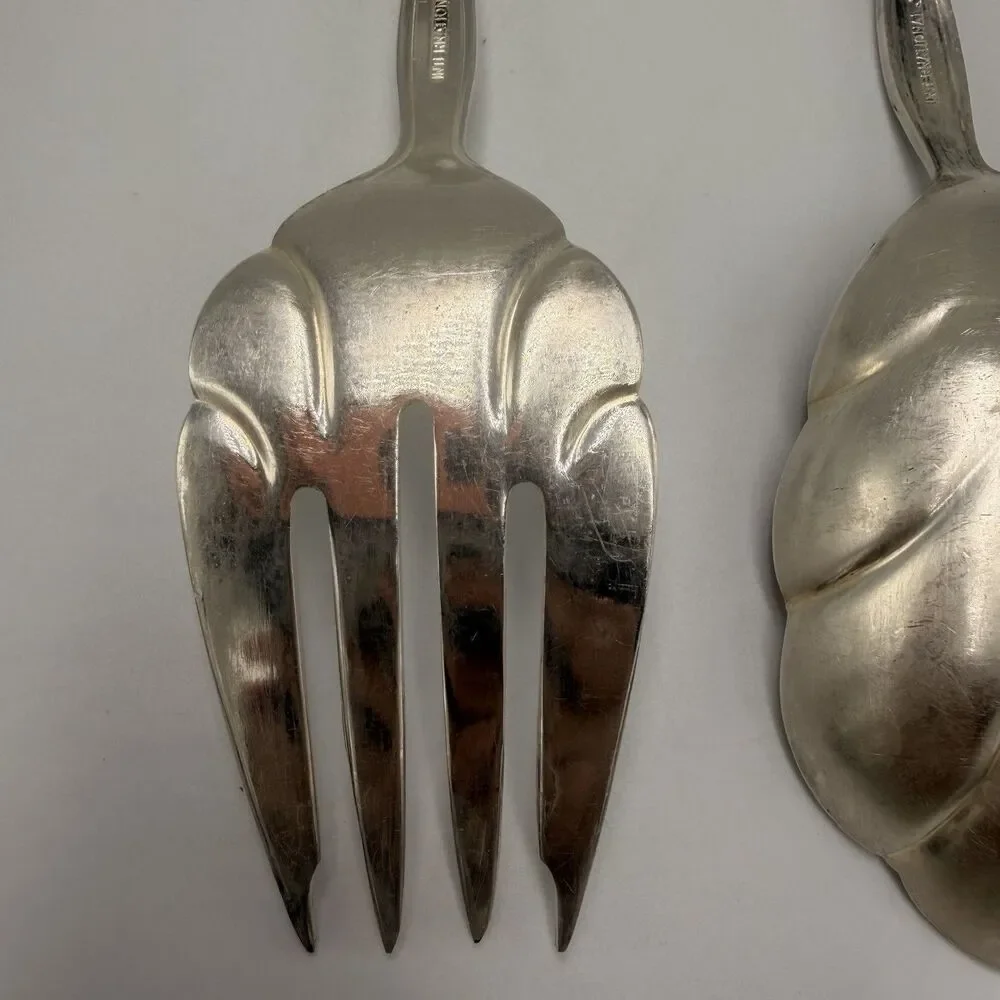 Vintage International Silverplate Interlude Serving Spoon & Fork Set 1970s 9”